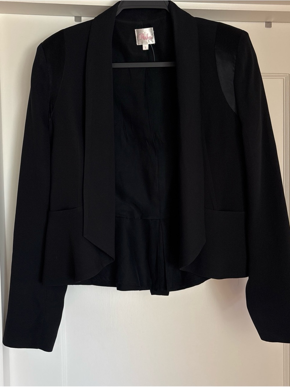 Parker Black Draped Open-Front Blazer Jacket $398
